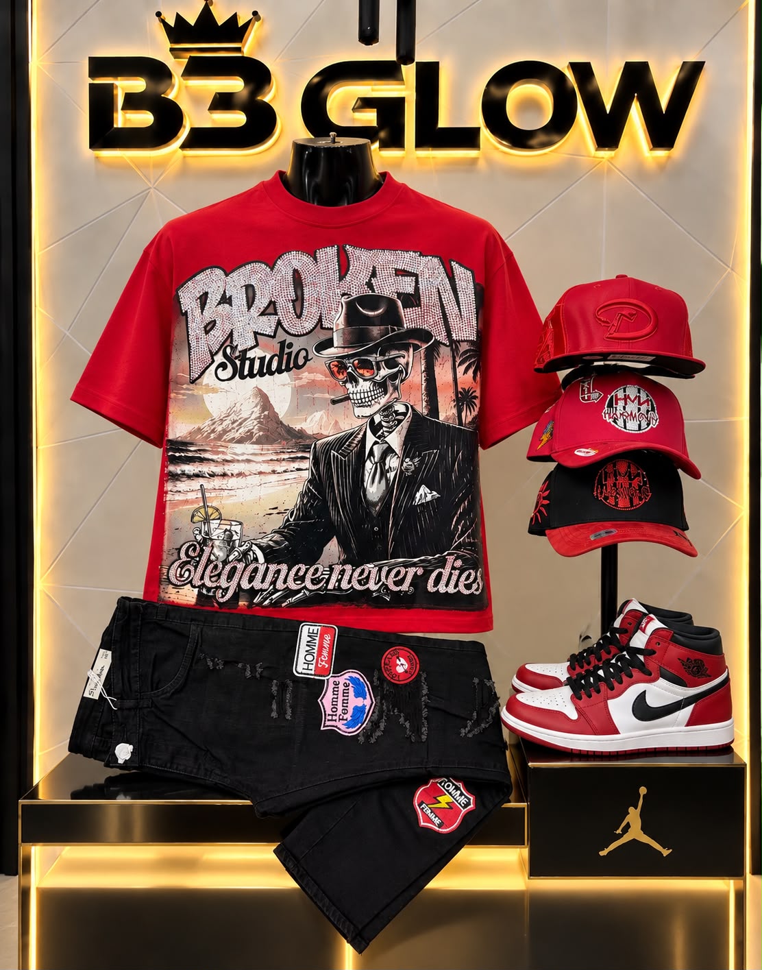 Combinación Broken Rojo B3 Glow Moda