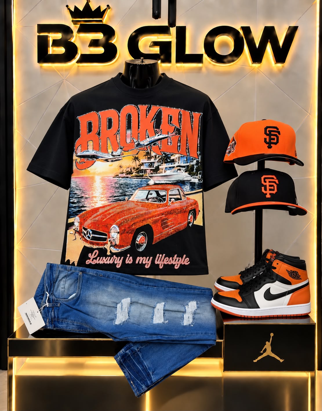 Combinación Broken Negro B3 Glow Moda