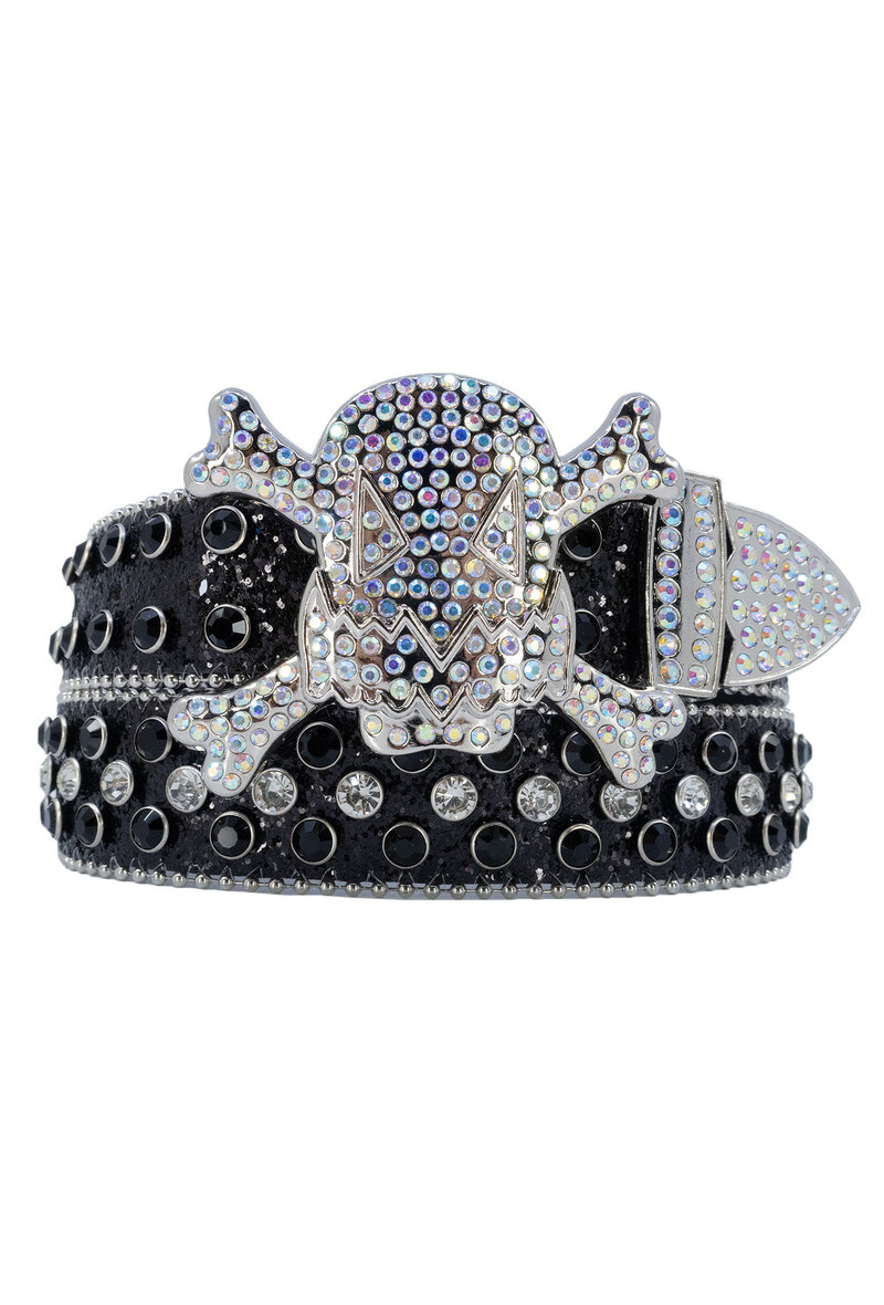 Cinturón B3 Glow Skull Strass Black Iris — B3 Glow Moda