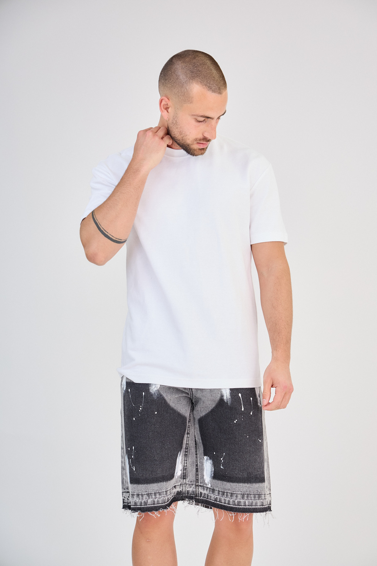 Bermuda B3 Glow Denim Grey Paint Splash — B3 Glow Moda