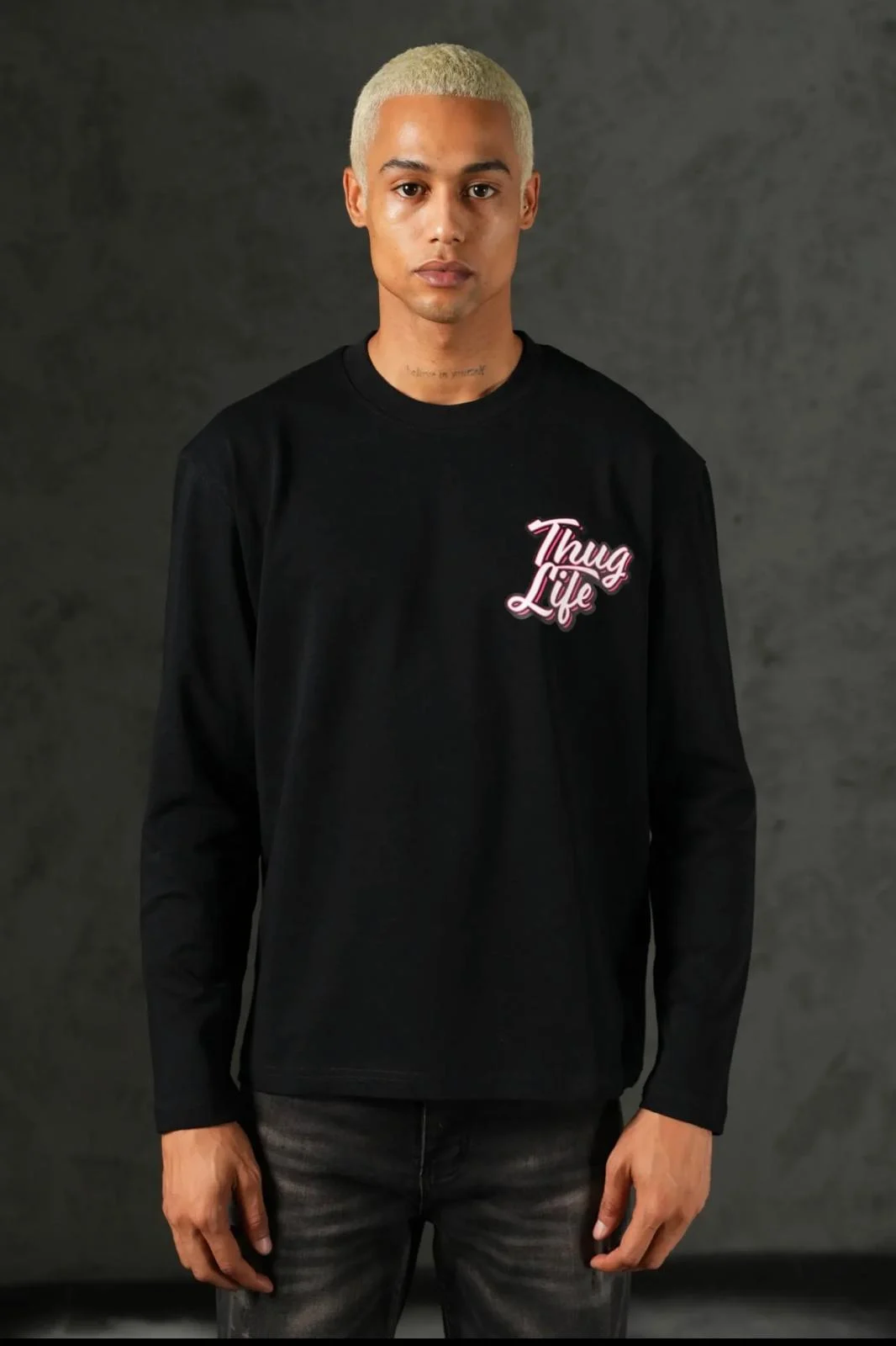 Camiseta Manga Larga Thug Life Negra — B3 Glow Moda