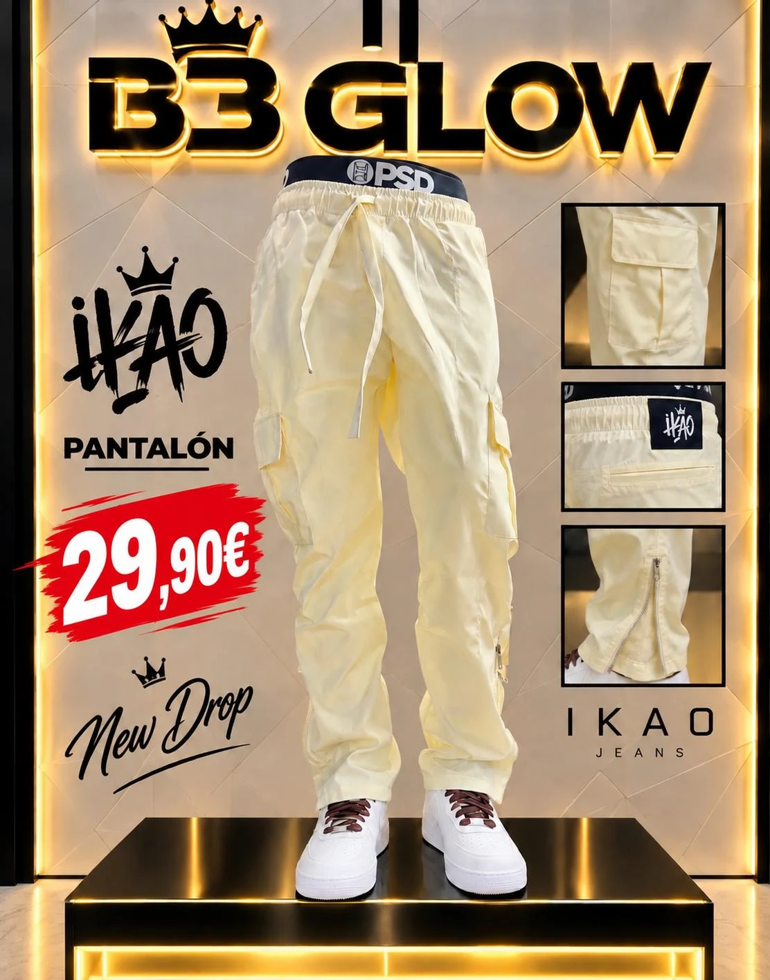 Pantalón Chándal Cargo Beige — B3 Glow Moda
