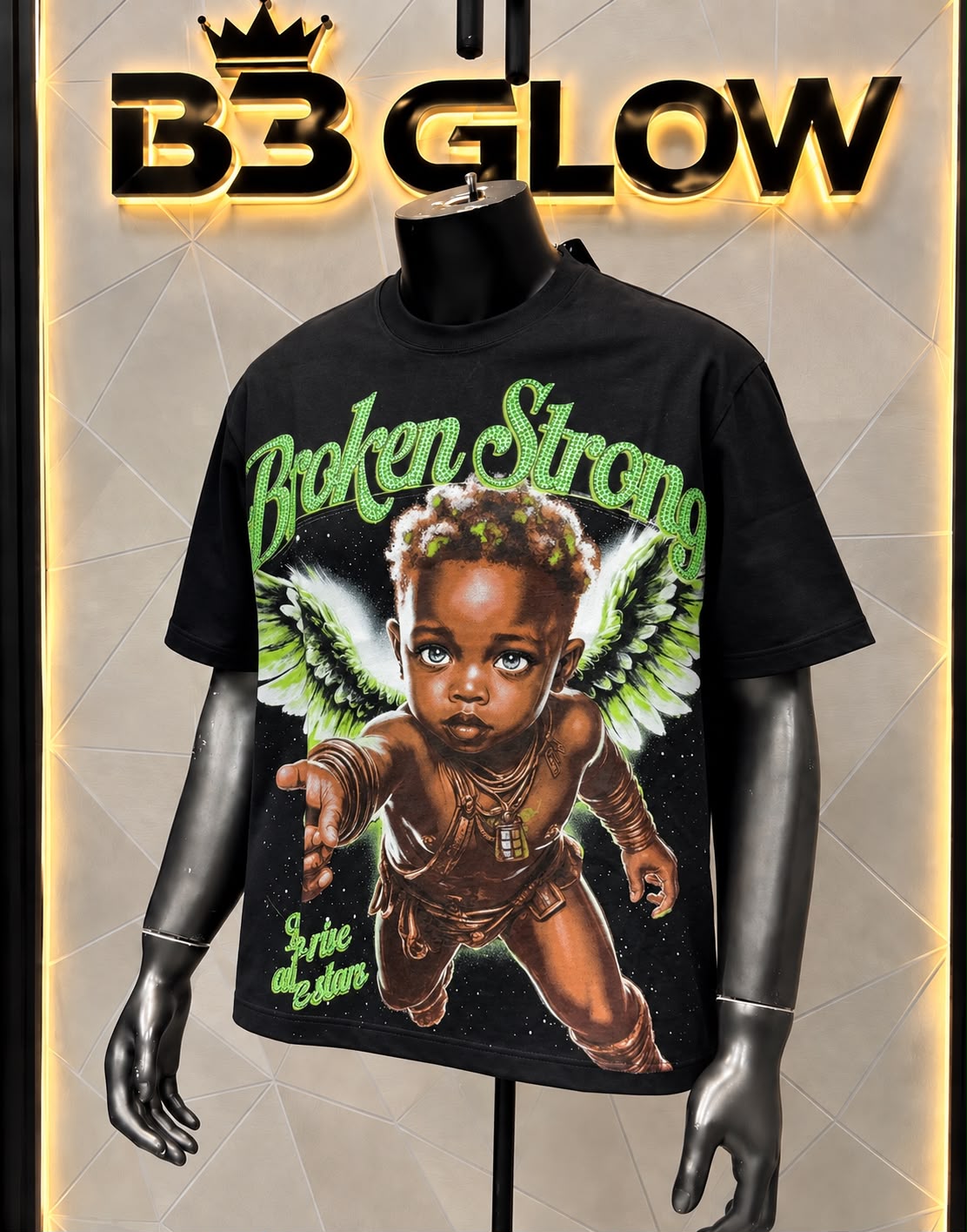 Camiseta B3 Glow Broken Strong Negra — B3 Glow Moda