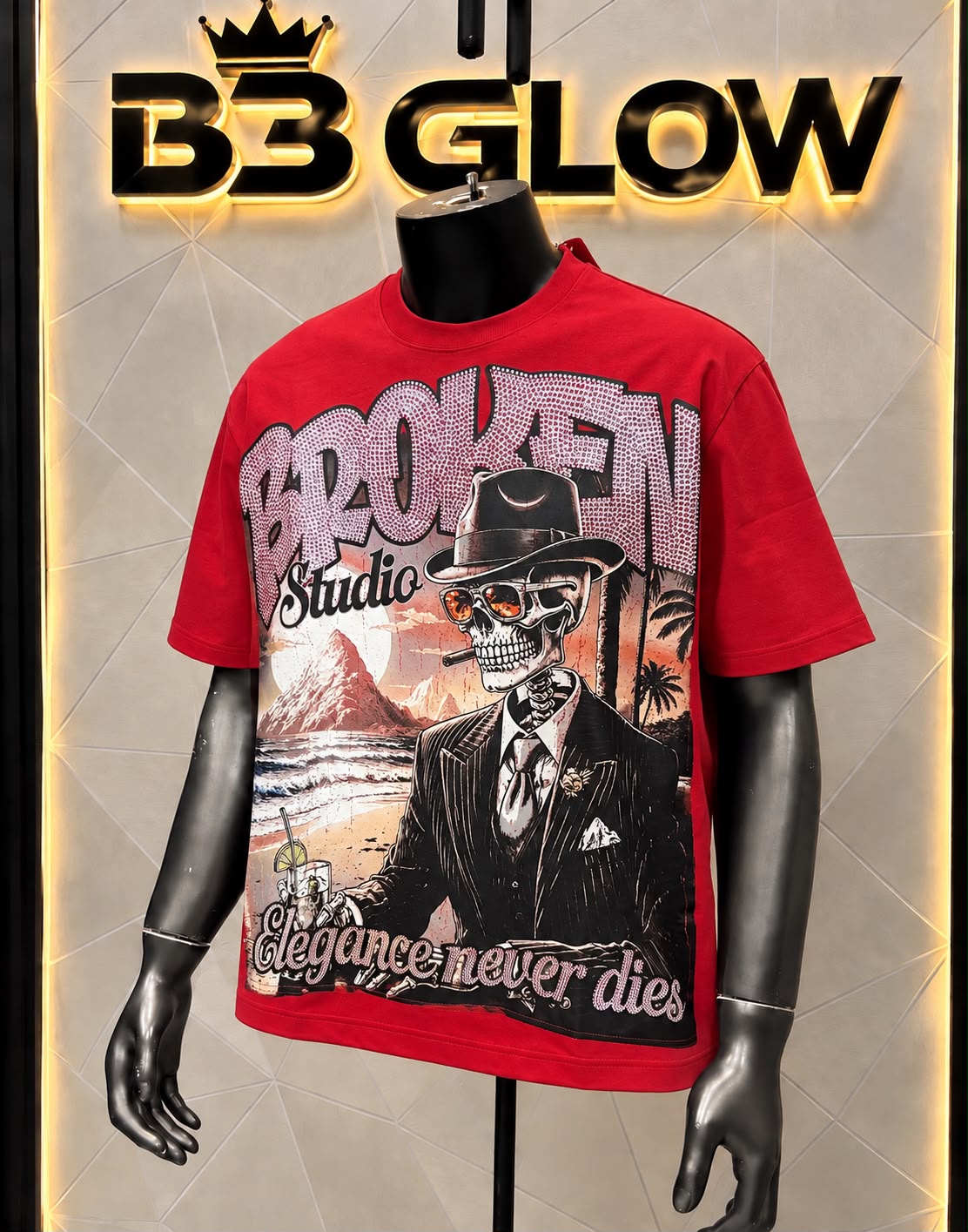 Camiseta B3 Glow Broken Studio Roja — B3 Glow Moda
