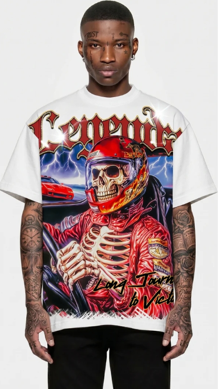 Camiseta B3 Glow Leyenda Racer Blanca — B3 Glow Moda