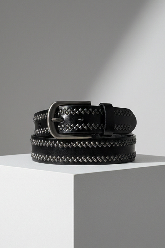 Cinturón B3 Glow Pyramid Studs Black — B3 Glow Moda