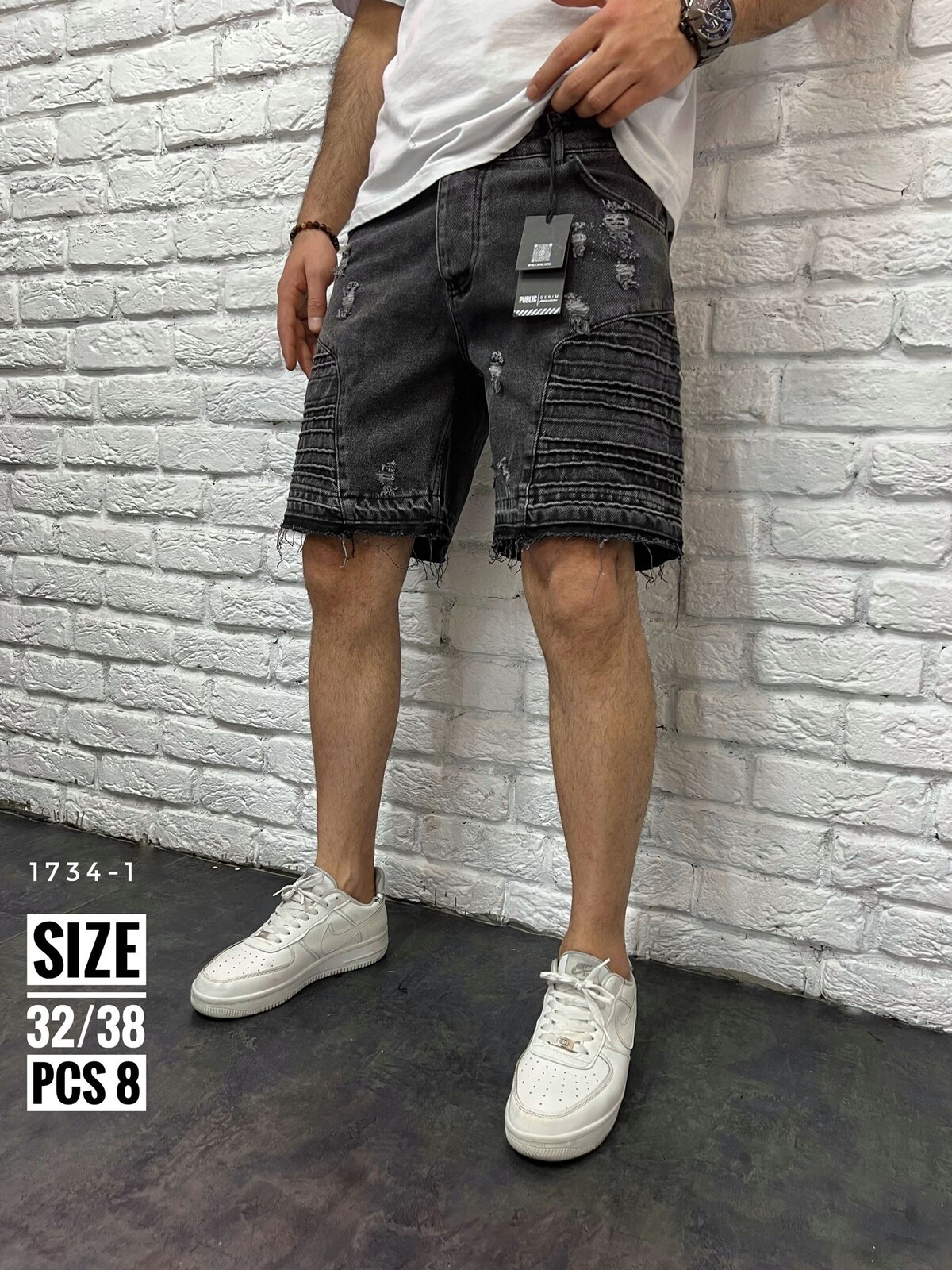 Bermuda B3 Glow Denim Grey Biker — B3 Glow Moda